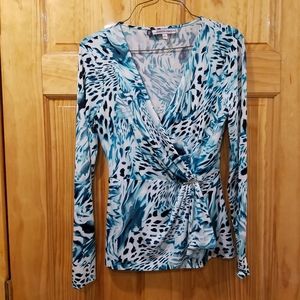 Jennifer Lopez blue animal print dress top
